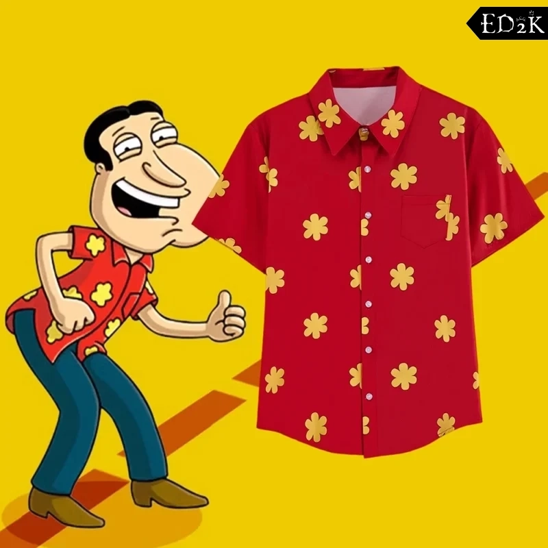 Family Guy: Glenn Quagmire | Red Cosplay Button-Up Shirt