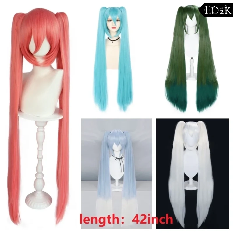 Alternative view of VTuber: Hatsune Miku | Synthetic Double Ponytail Long Straight Cosplay Wig