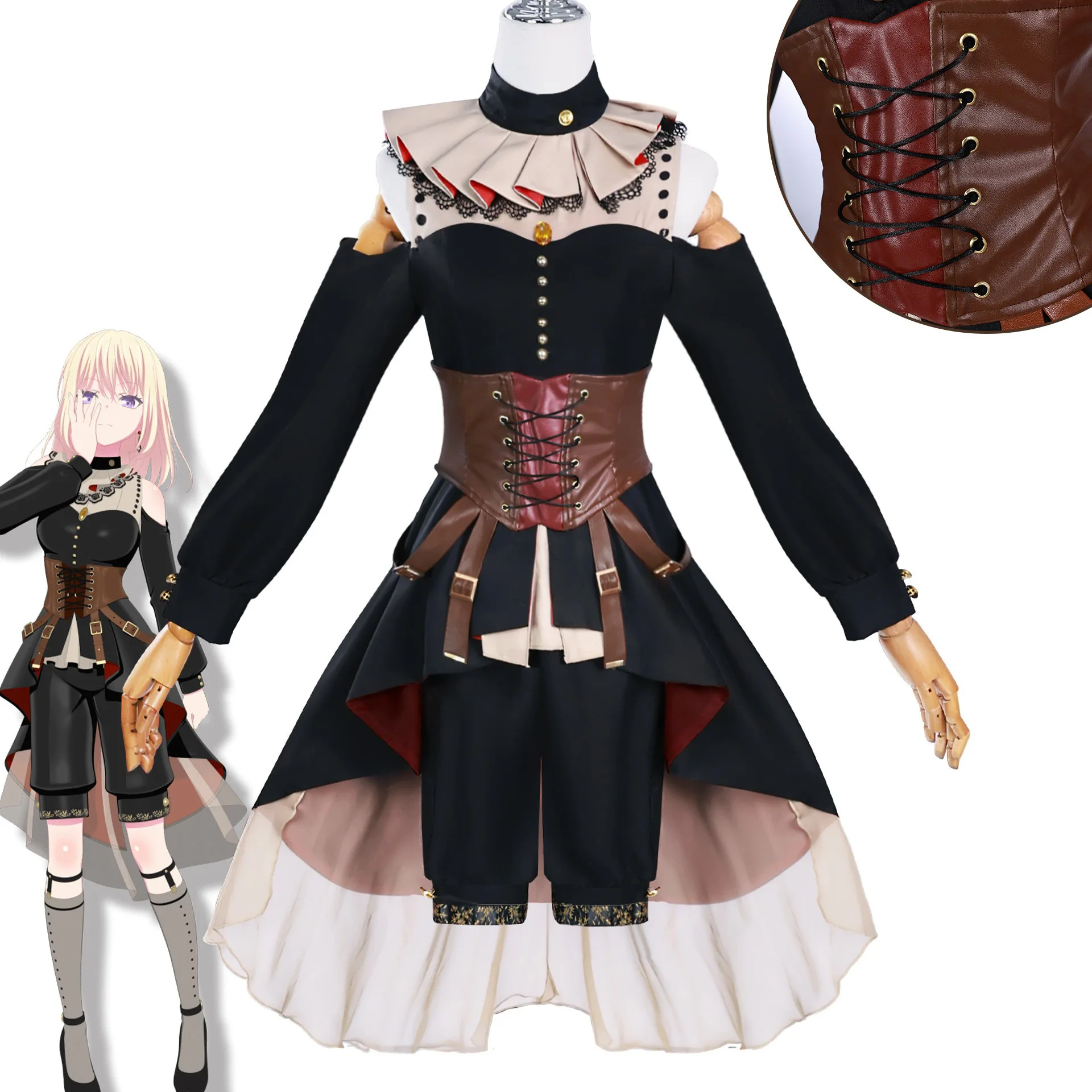 BanG Dream! Ave Mujica: Doloris (Misumi Uika) | Black White Lolita Cosplay Costume Set