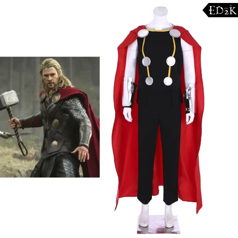 Marvel :Thor Odinson | Black Cosplay Costume with Red Cloak