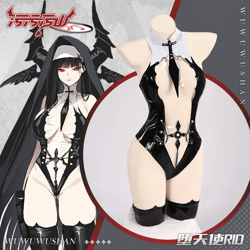 Blue Archive: Rio Tsukatsuki | Black Fallen Angel Nun Cosplay Costume