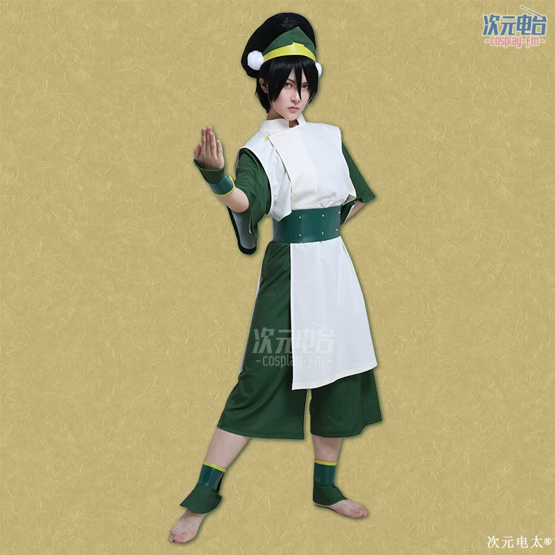 Alternative view of [Pre-Order] Avatar: The Last Airbender: Toph Beifong | Green Battle Suit Cosplay Costume